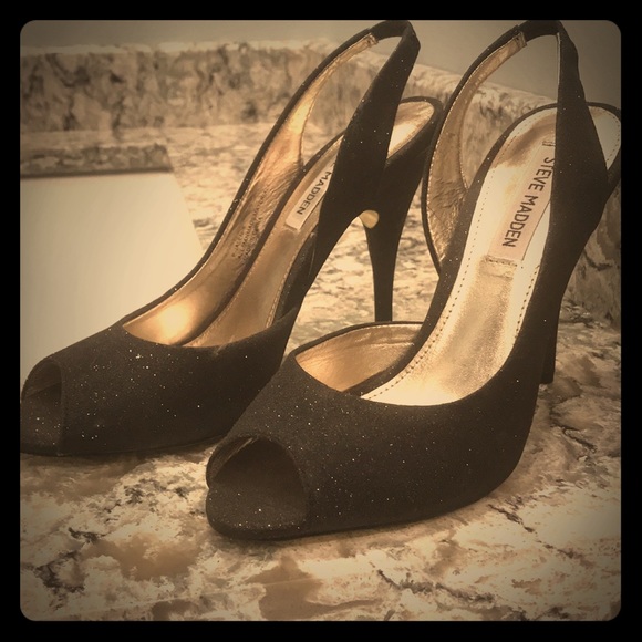 Steve Madden Shoes - Unworn glittery black peep toe heels
